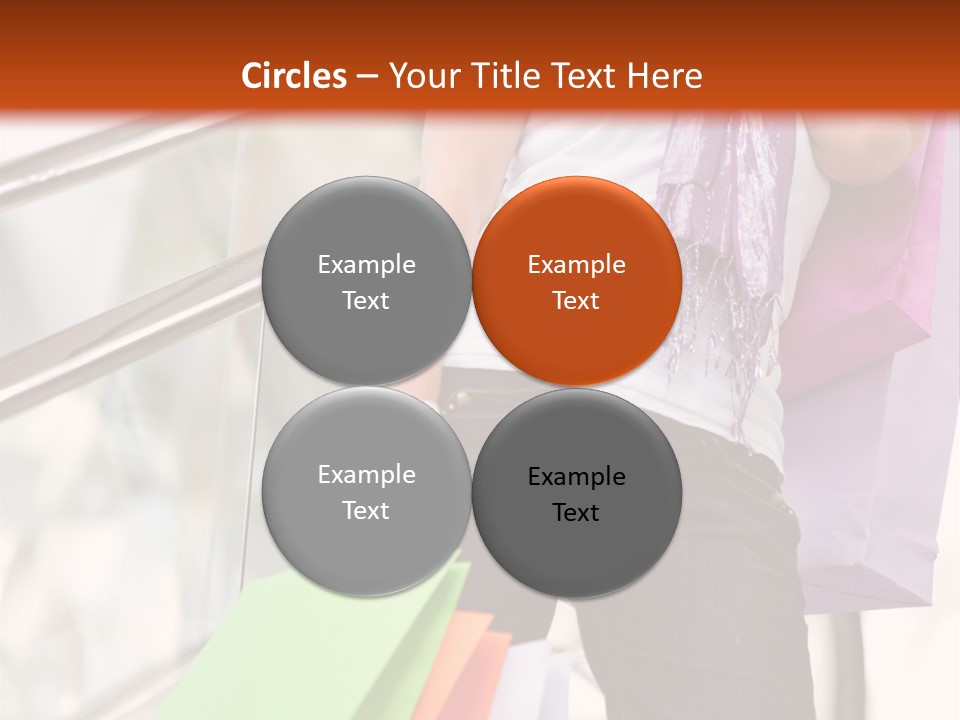 Woman On Scalators In A Shopping Mall Holding Some Bags PowerPoint Template