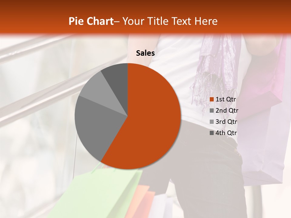 Woman On Scalators In A Shopping Mall Holding Some Bags PowerPoint Template