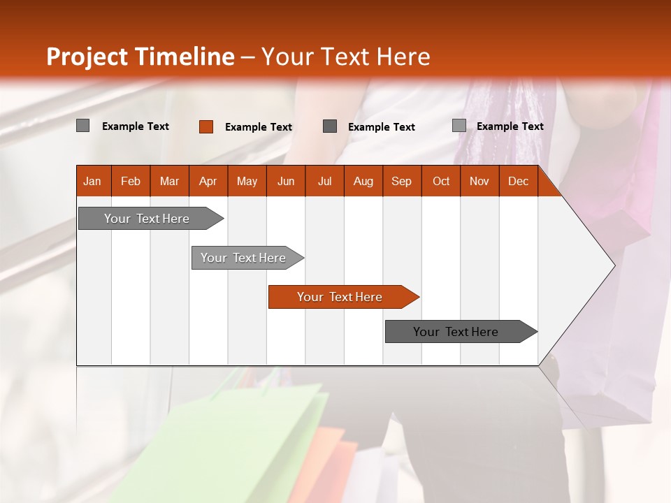 Woman On Scalators In A Shopping Mall Holding Some Bags PowerPoint Template