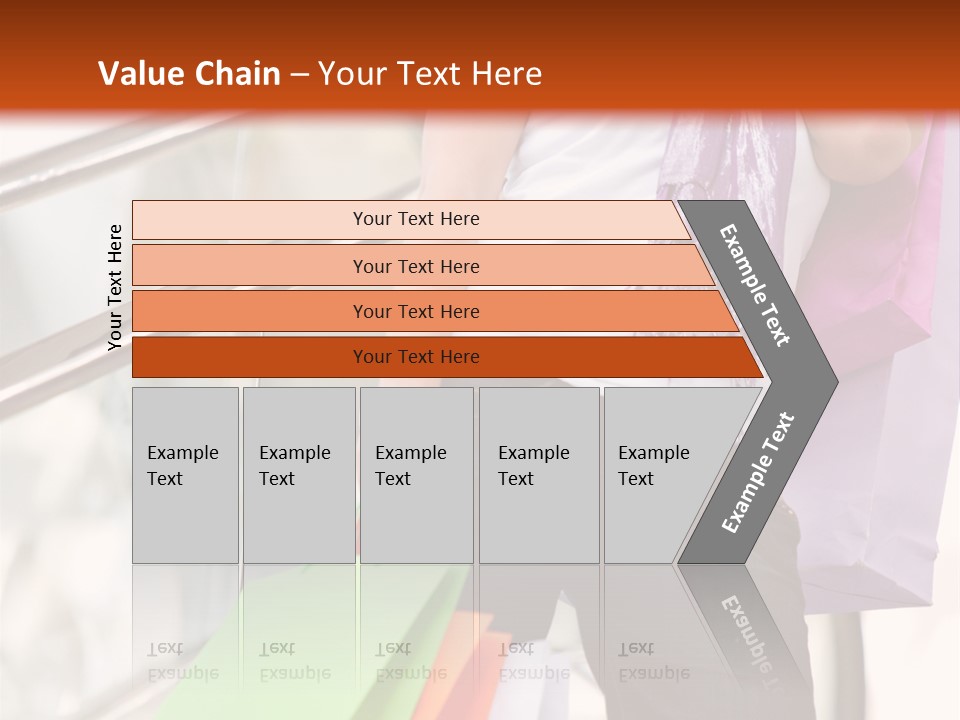 Woman On Scalators In A Shopping Mall Holding Some Bags PowerPoint Template