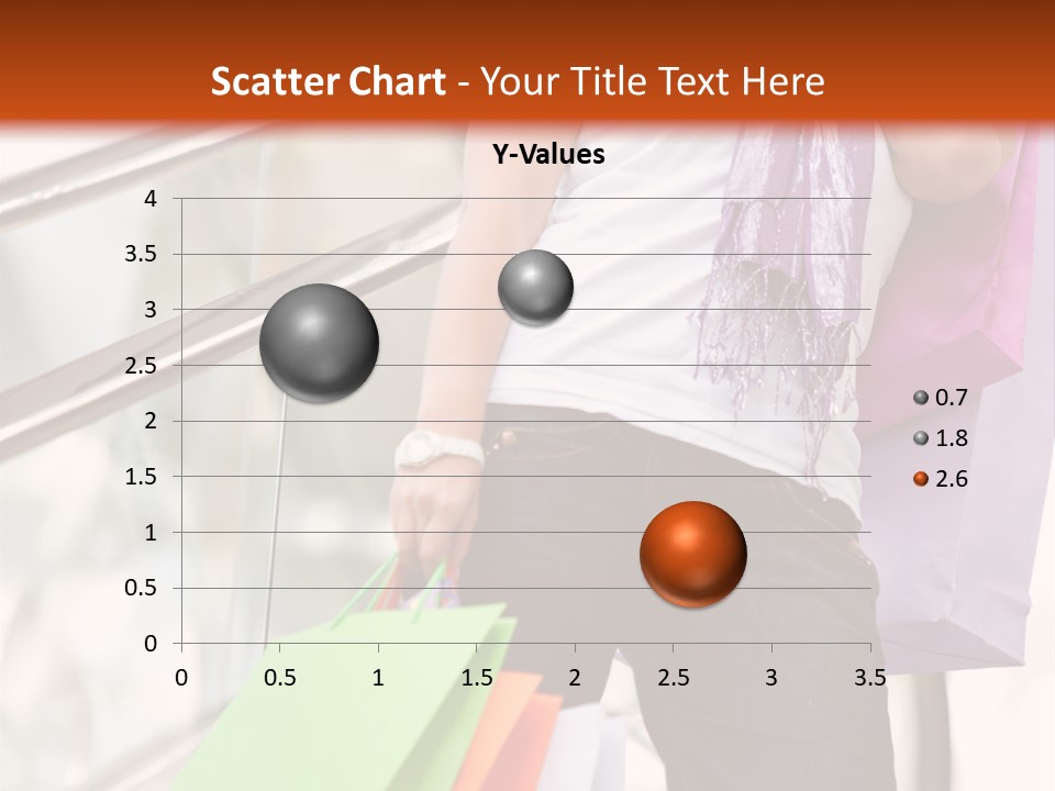 Woman On Scalators In A Shopping Mall Holding Some Bags PowerPoint Template