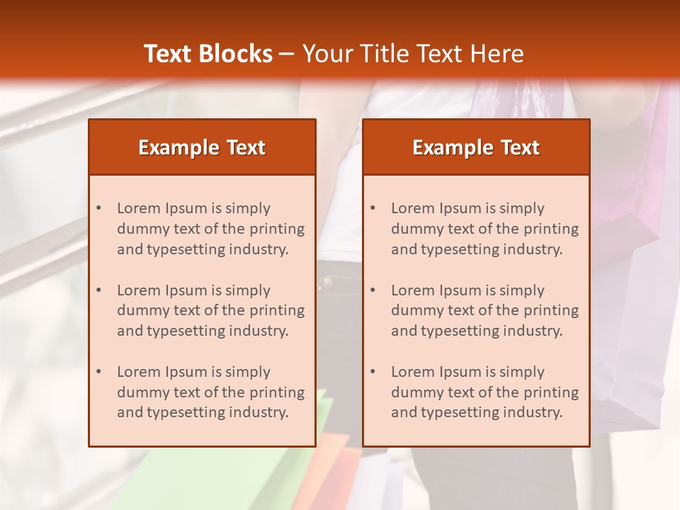 Woman On Scalators In A Shopping Mall Holding Some Bags PowerPoint Template