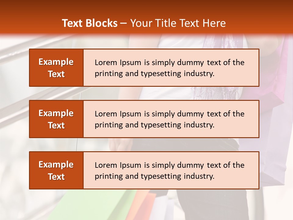 Woman On Scalators In A Shopping Mall Holding Some Bags PowerPoint Template