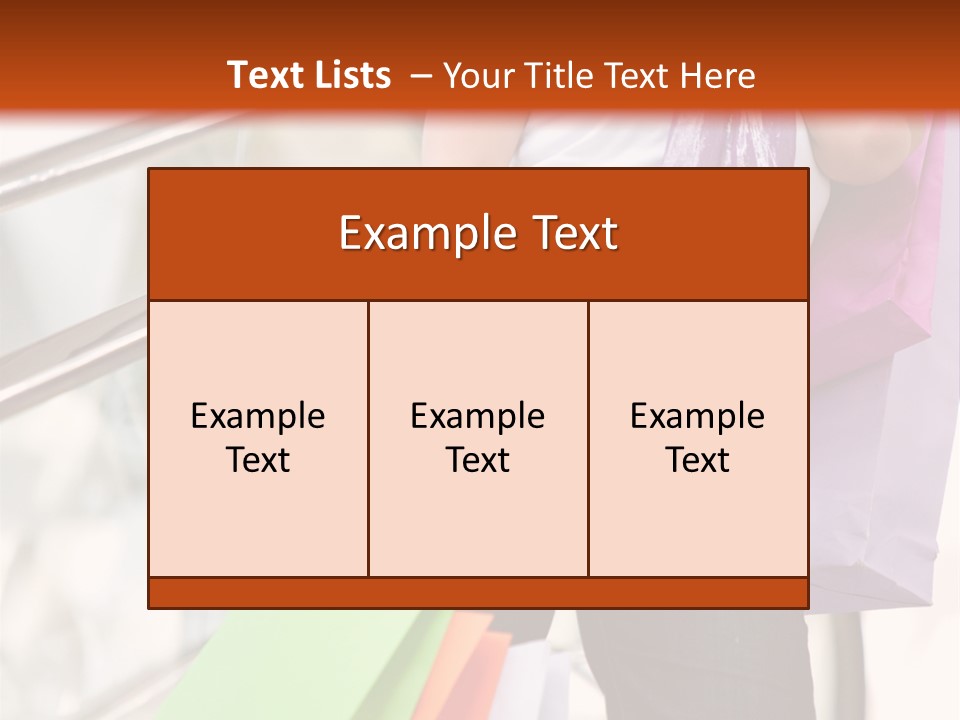 Woman On Scalators In A Shopping Mall Holding Some Bags PowerPoint Template