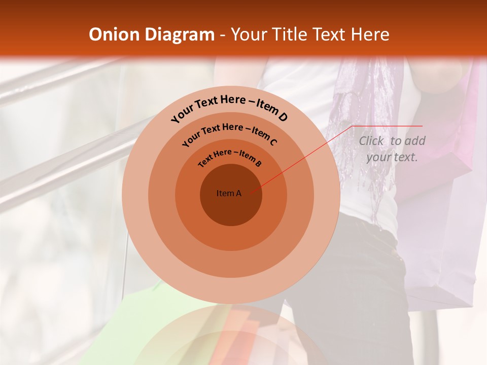 Woman On Scalators In A Shopping Mall Holding Some Bags PowerPoint Template