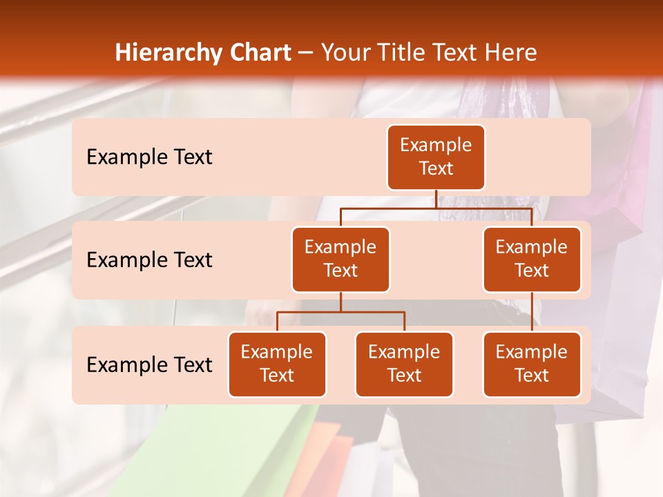 Woman On Scalators In A Shopping Mall Holding Some Bags PowerPoint Template