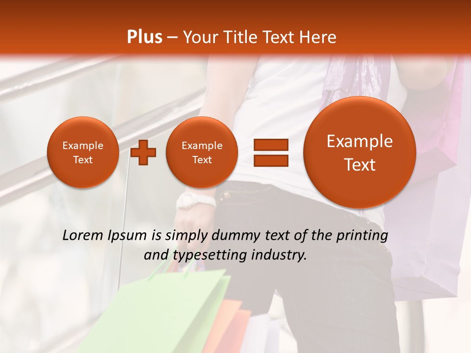 Woman On Scalators In A Shopping Mall Holding Some Bags PowerPoint Template