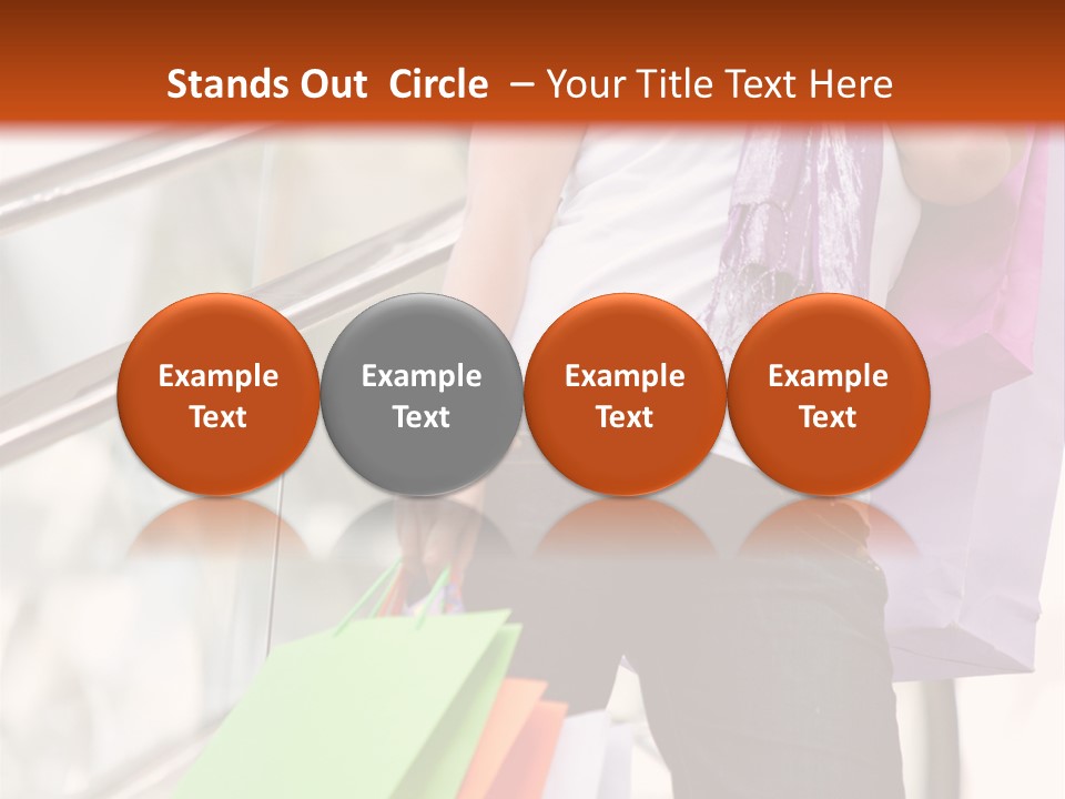 Woman On Scalators In A Shopping Mall Holding Some Bags PowerPoint Template