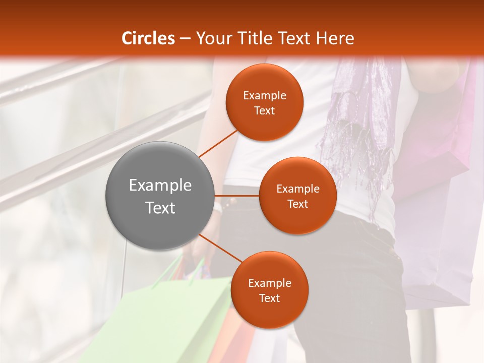 Woman On Scalators In A Shopping Mall Holding Some Bags PowerPoint Template