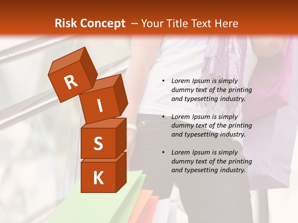 Woman On Scalators In A Shopping Mall Holding Some Bags PowerPoint Template