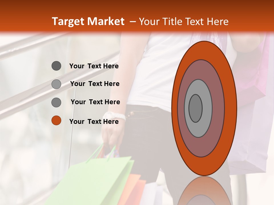 Woman On Scalators In A Shopping Mall Holding Some Bags PowerPoint Template