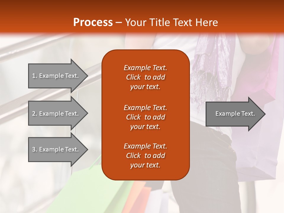 Woman On Scalators In A Shopping Mall Holding Some Bags PowerPoint Template