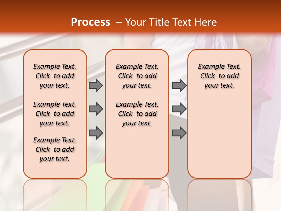 Woman On Scalators In A Shopping Mall Holding Some Bags PowerPoint Template