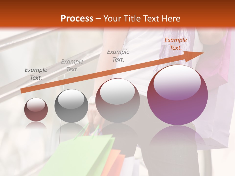 Woman On Scalators In A Shopping Mall Holding Some Bags PowerPoint Template