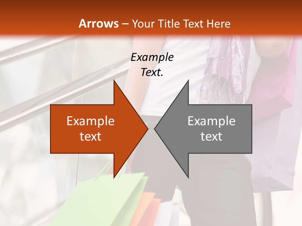 Woman On Scalators In A Shopping Mall Holding Some Bags PowerPoint Template