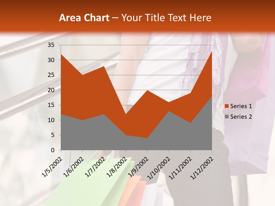 Woman On Scalators In A Shopping Mall Holding Some Bags PowerPoint Template