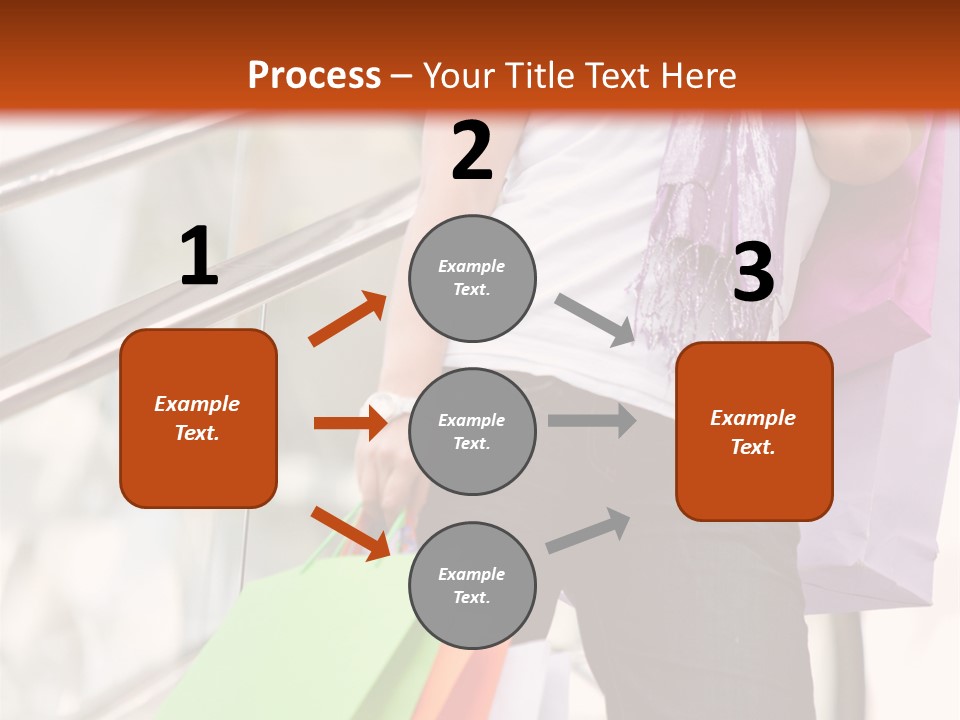 Woman On Scalators In A Shopping Mall Holding Some Bags PowerPoint Template