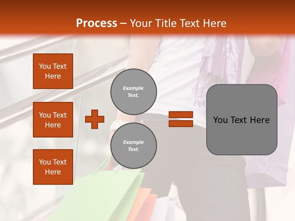 Woman On Scalators In A Shopping Mall Holding Some Bags PowerPoint Template