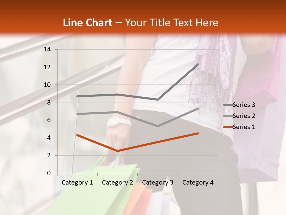 Woman On Scalators In A Shopping Mall Holding Some Bags PowerPoint Template