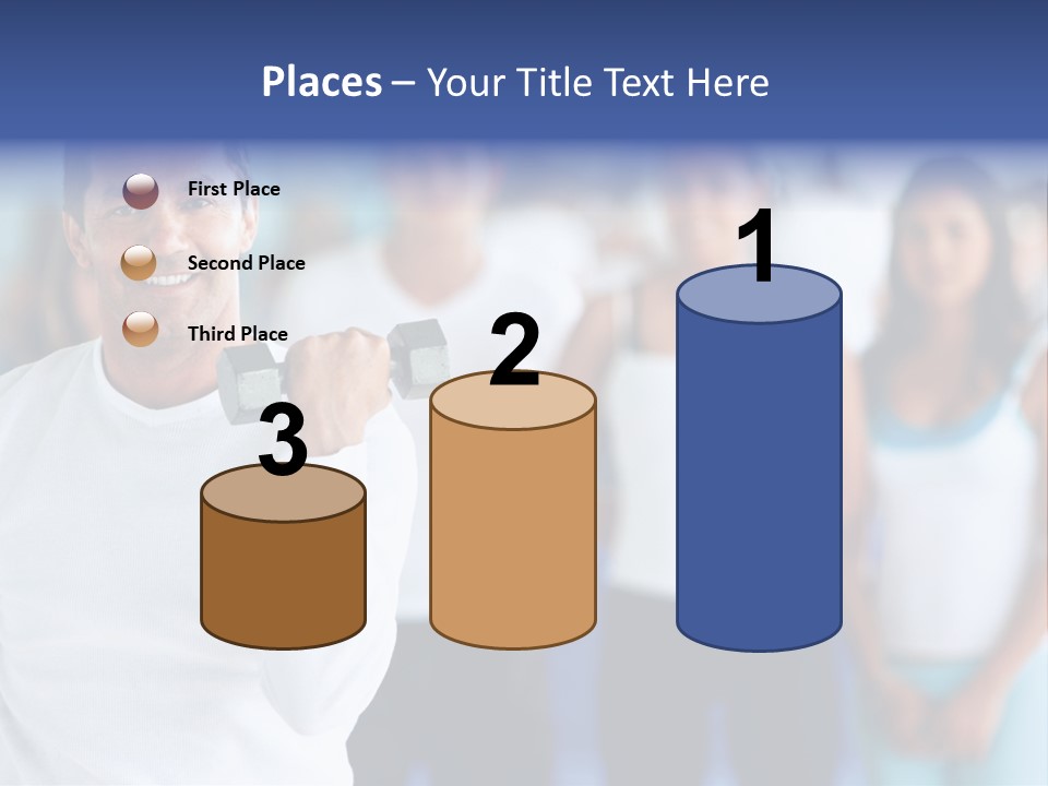 Man Lifting Free Weights At The Gym With A Group Of People Behind Him PowerPoint Template