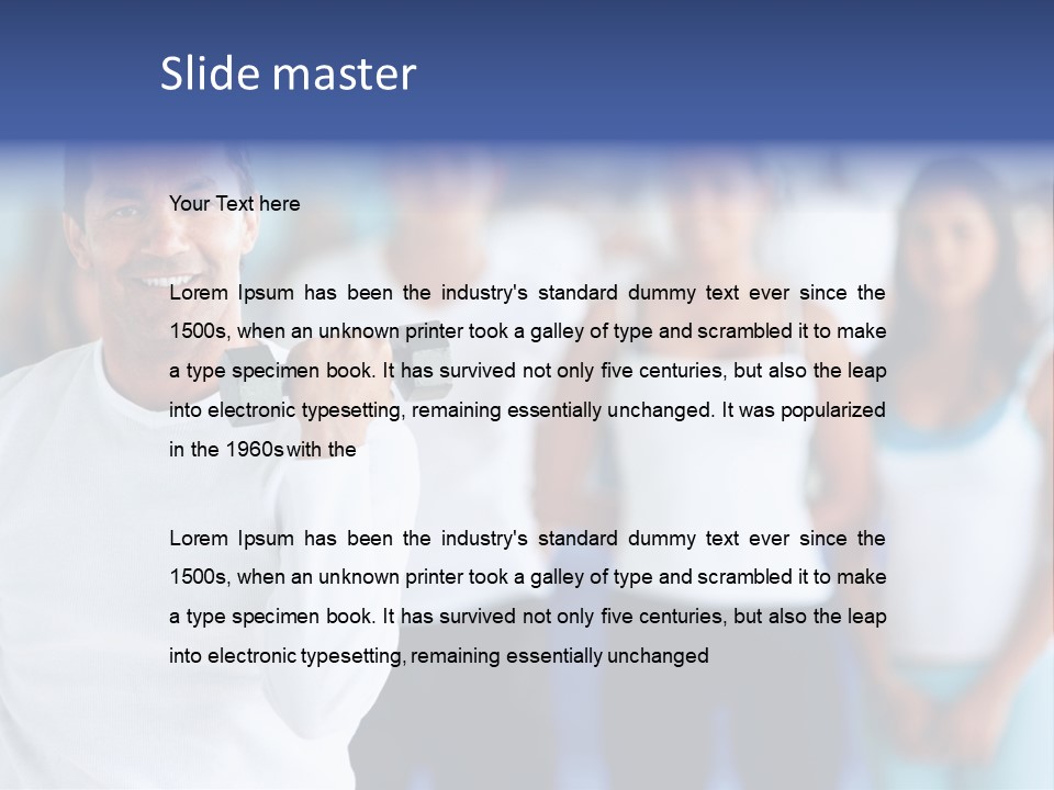 Man Lifting Free Weights At The Gym With A Group Of People Behind Him PowerPoint Template