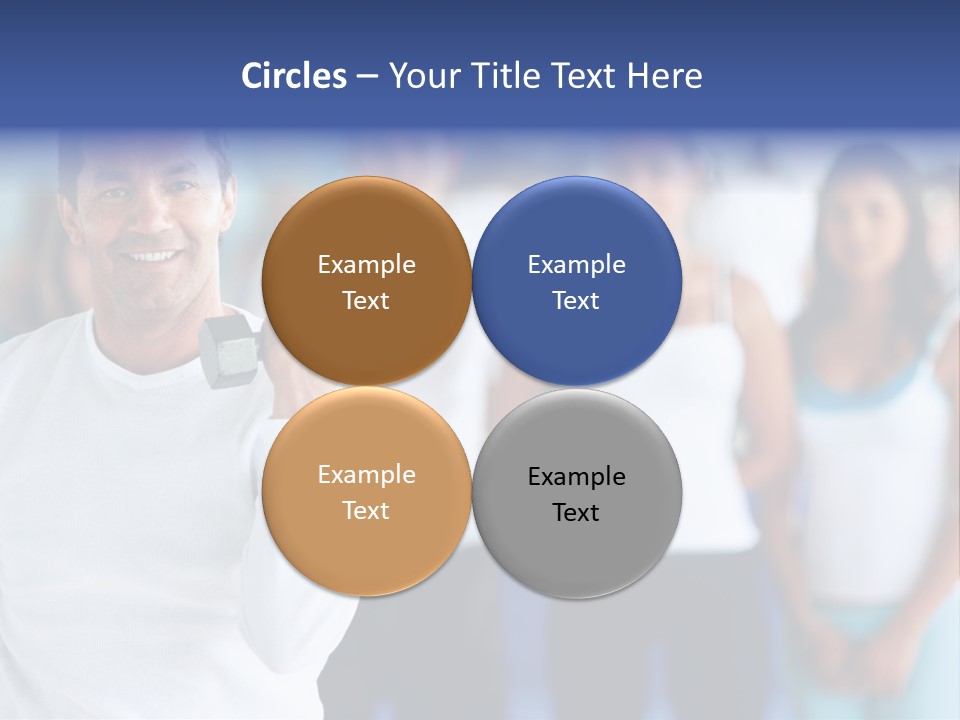 Man Lifting Free Weights At The Gym With A Group Of People Behind Him PowerPoint Template