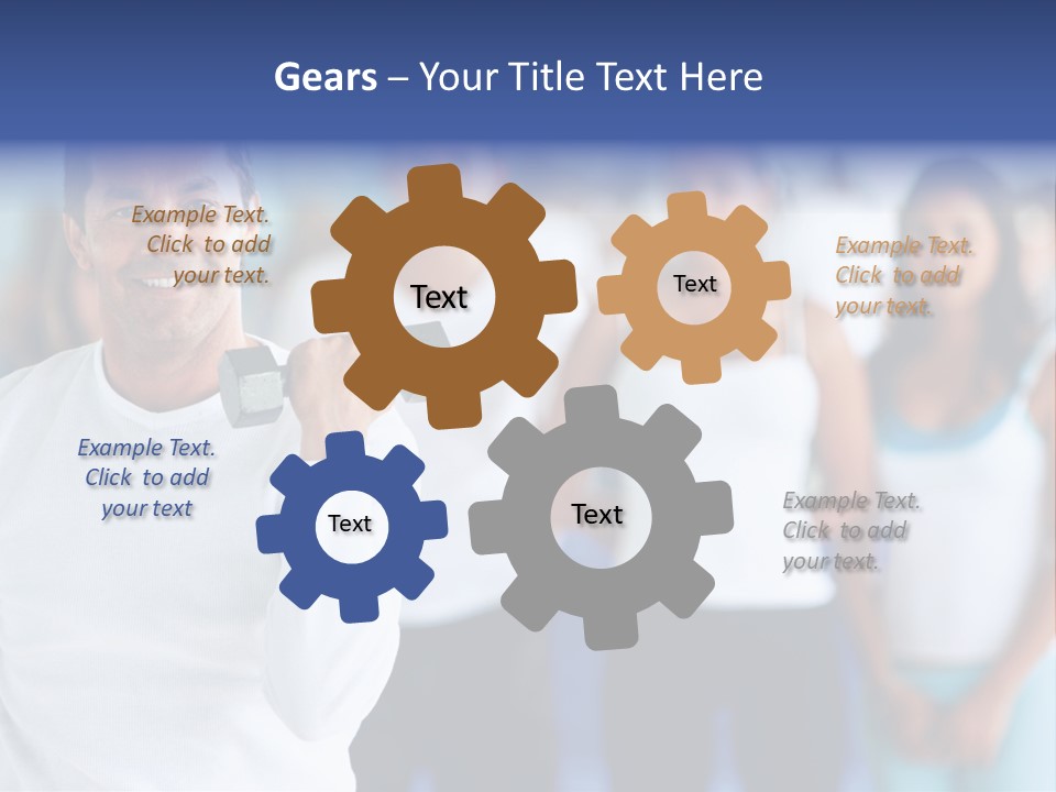 Man Lifting Free Weights At The Gym With A Group Of People Behind Him PowerPoint Template