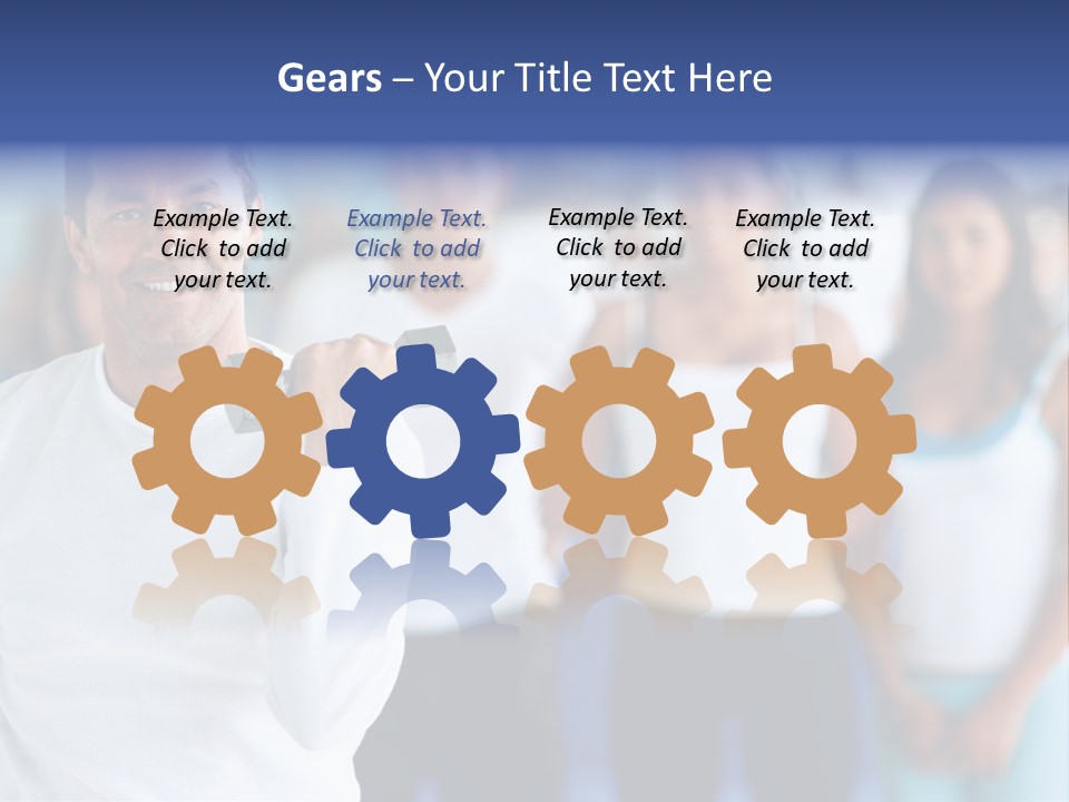 Man Lifting Free Weights At The Gym With A Group Of People Behind Him PowerPoint Template