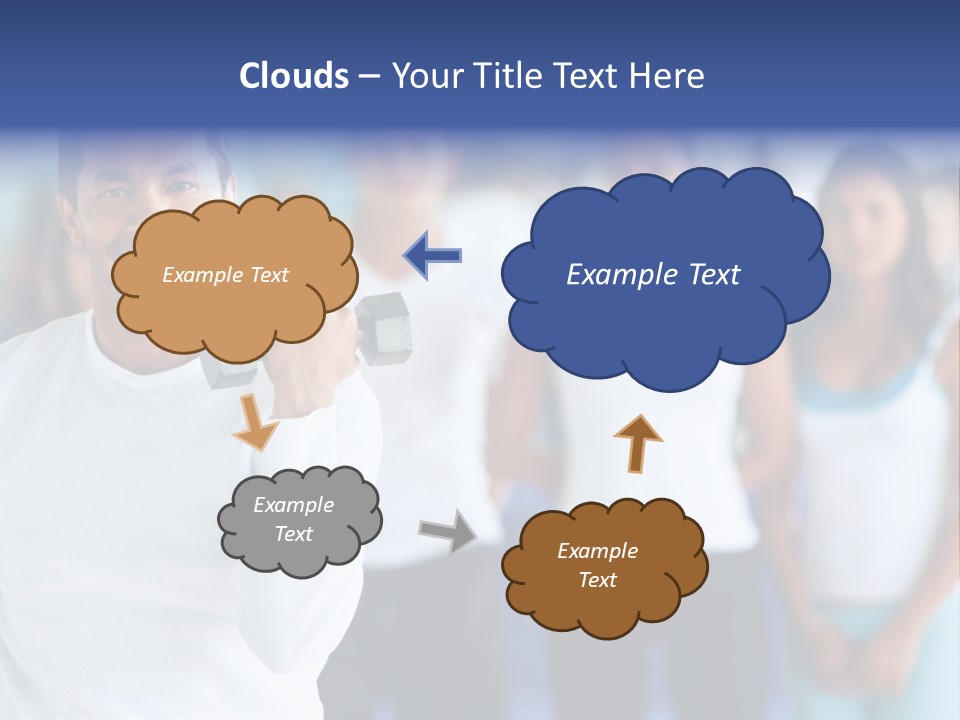 Man Lifting Free Weights At The Gym With A Group Of People Behind Him PowerPoint Template