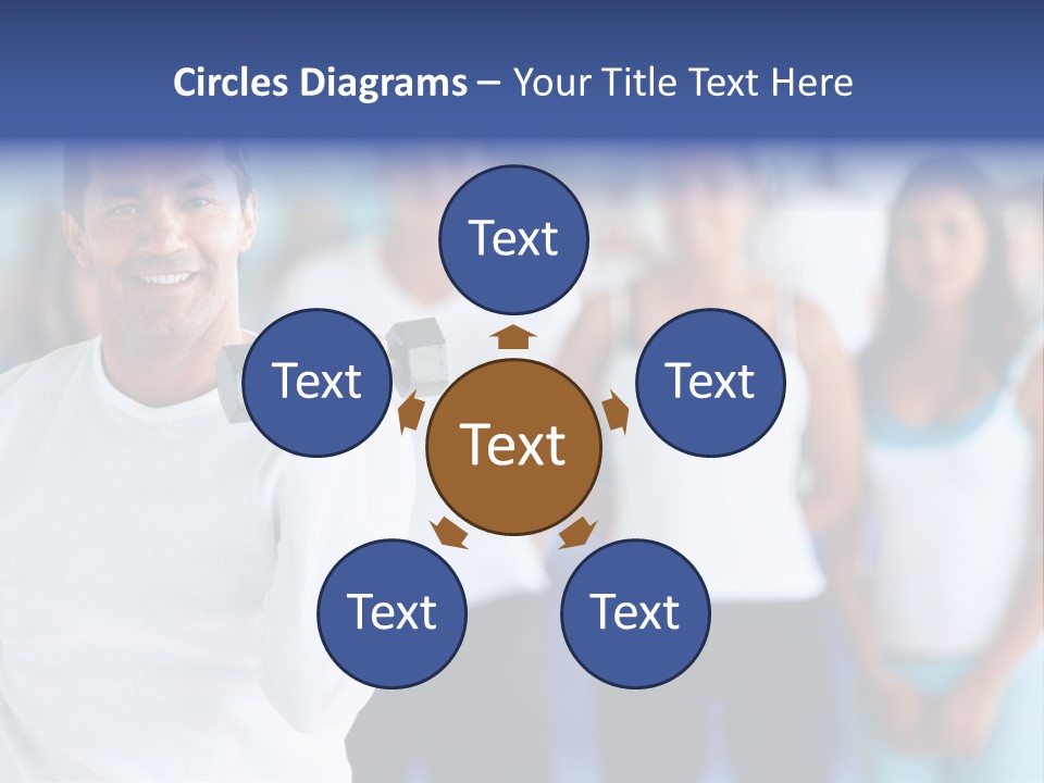 Man Lifting Free Weights At The Gym With A Group Of People Behind Him PowerPoint Template