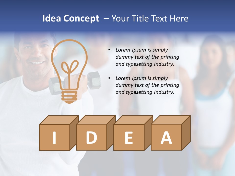 Man Lifting Free Weights At The Gym With A Group Of People Behind Him PowerPoint Template