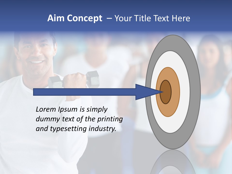 Man Lifting Free Weights At The Gym With A Group Of People Behind Him PowerPoint Template