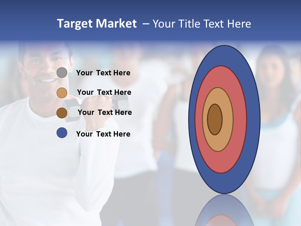 Man Lifting Free Weights At The Gym With A Group Of People Behind Him PowerPoint Template