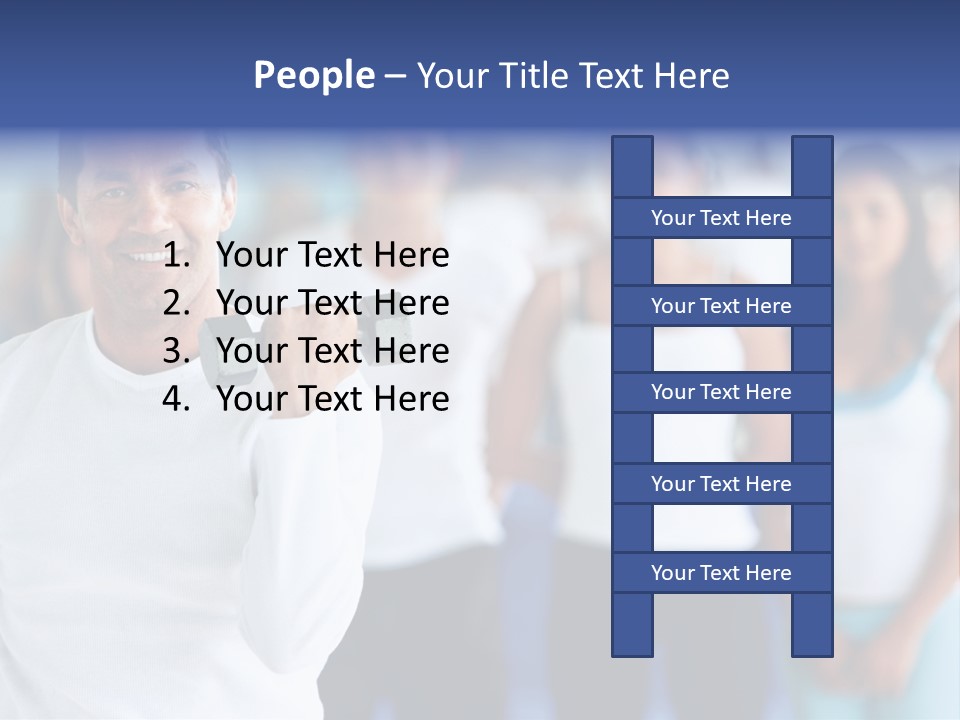 Man Lifting Free Weights At The Gym With A Group Of People Behind Him PowerPoint Template
