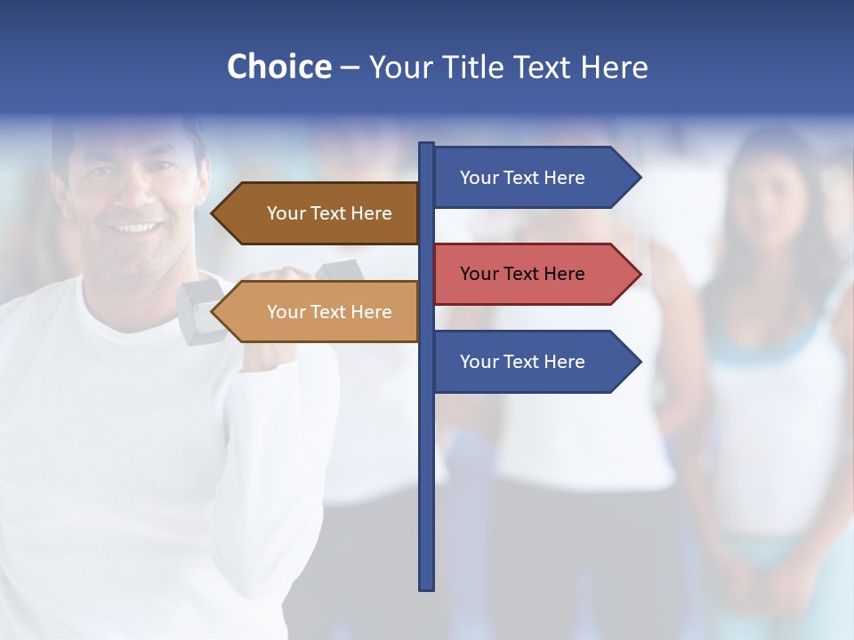 Man Lifting Free Weights At The Gym With A Group Of People Behind Him PowerPoint Template