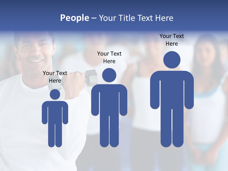 Man Lifting Free Weights At The Gym With A Group Of People Behind Him PowerPoint Template