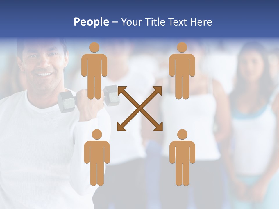 Man Lifting Free Weights At The Gym With A Group Of People Behind Him PowerPoint Template