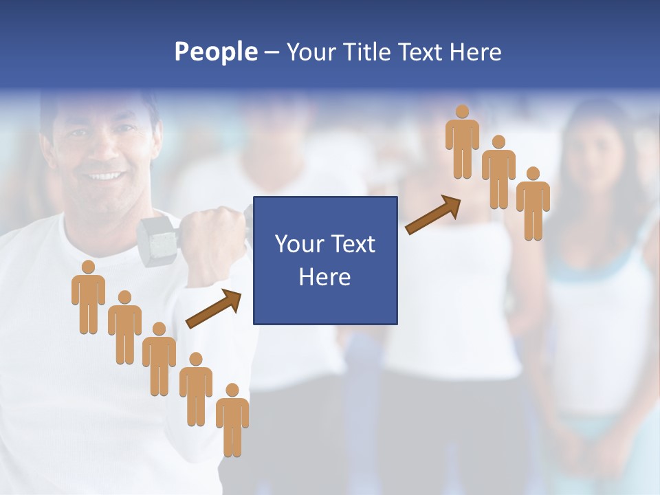 Man Lifting Free Weights At The Gym With A Group Of People Behind Him PowerPoint Template