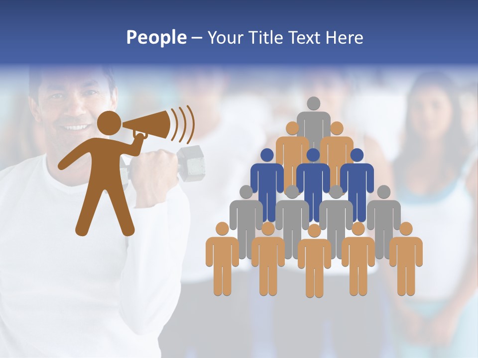 Man Lifting Free Weights At The Gym With A Group Of People Behind Him PowerPoint Template