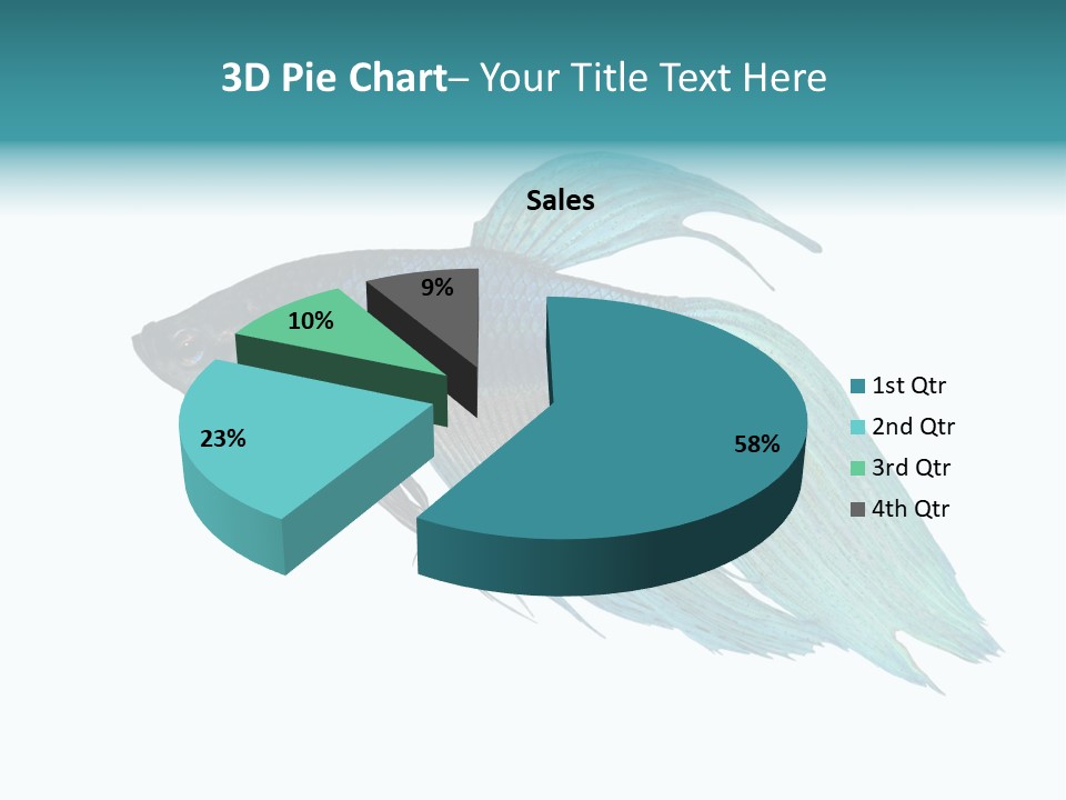 Close-Up On A Fish Skin - Blue Siamese Fighting Fish - Betta Splendens In Front Of A White Background PowerPoint Template
