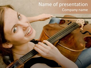 Young Girl With Instrument PowerPoint Template