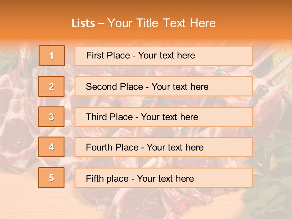A Bunch Of Raw Meat Sitting On Top Of A Wooden Table PowerPoint Template
