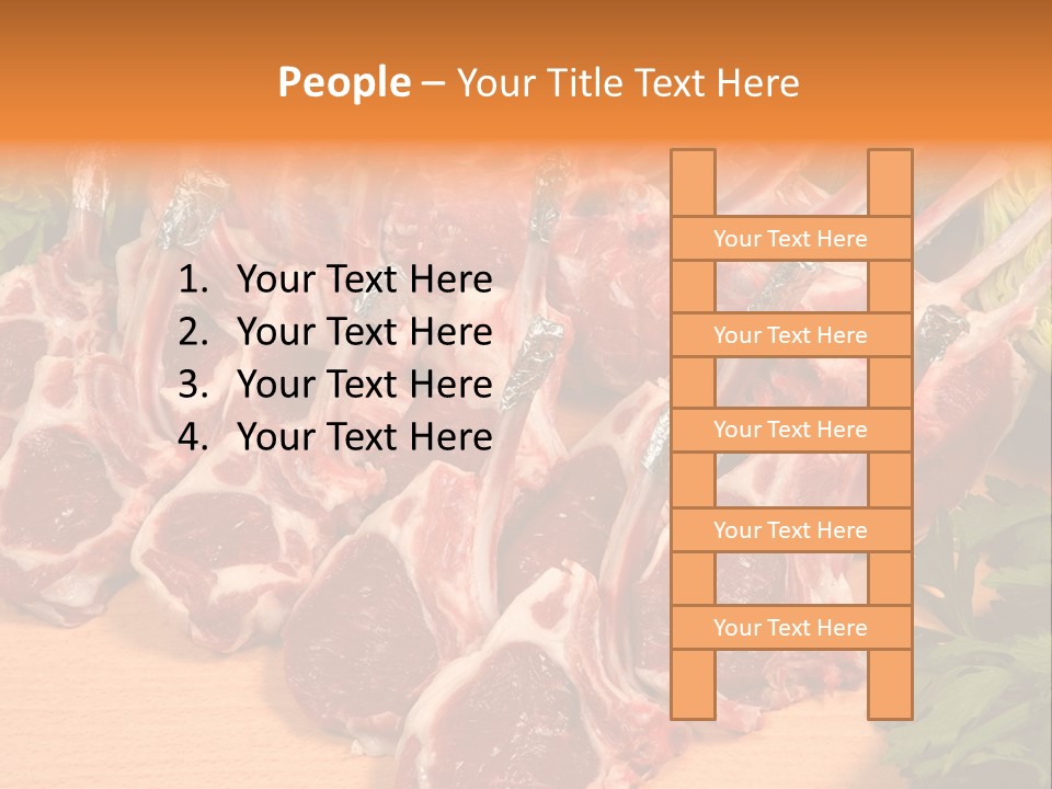 A Bunch Of Raw Meat Sitting On Top Of A Wooden Table PowerPoint Template