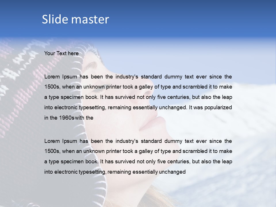 Side View Of Young Woman Enjoying Mountain PowerPoint Template