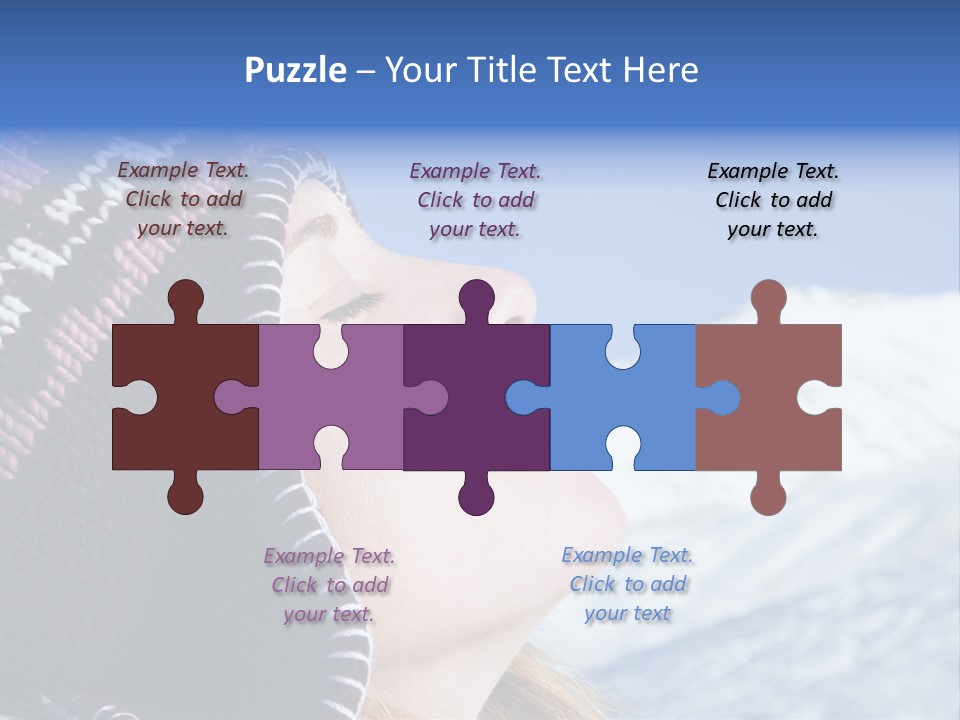 Side View Of Young Woman Enjoying Mountain PowerPoint Template