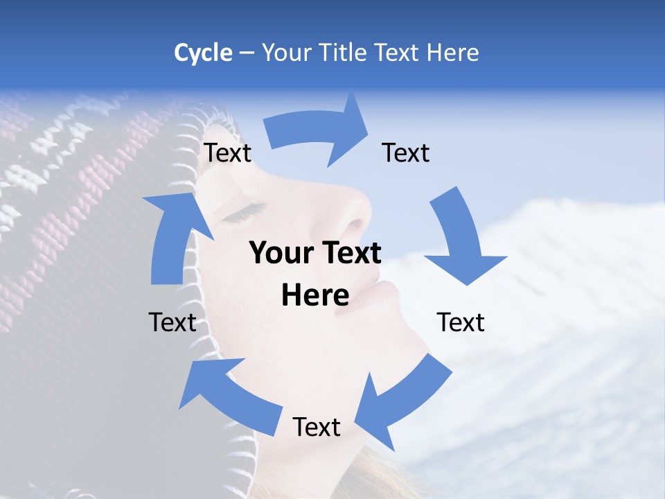 Side View Of Young Woman Enjoying Mountain PowerPoint Template