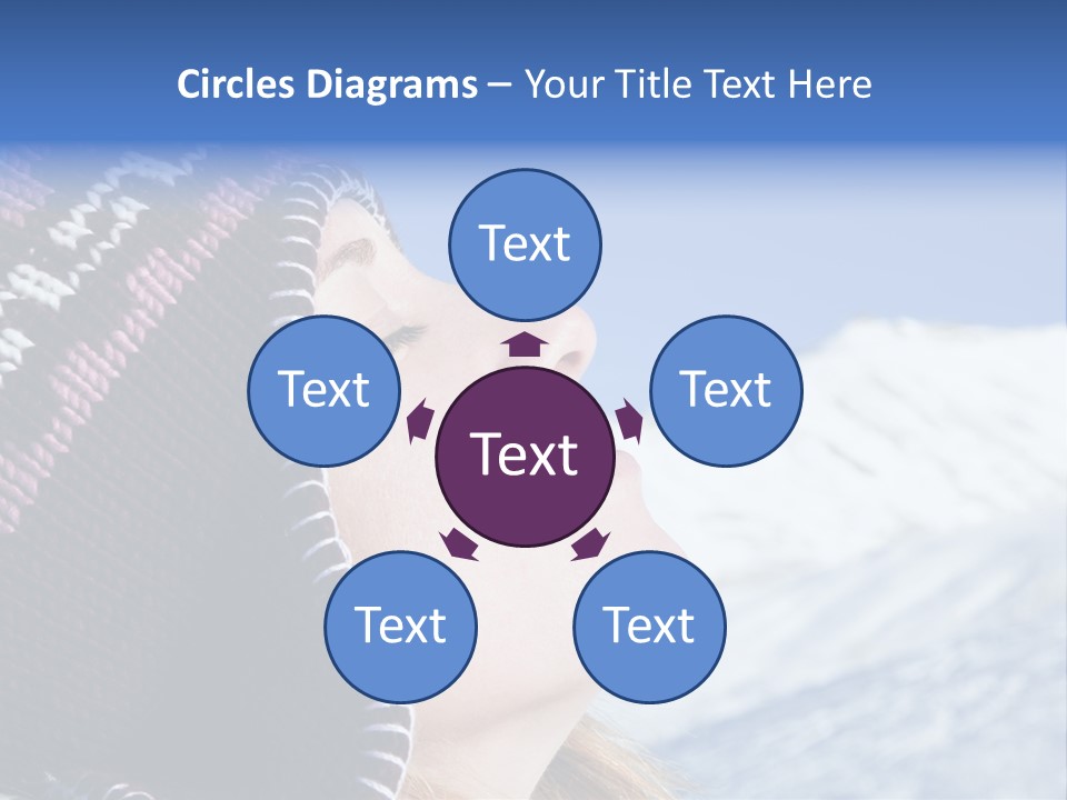 Side View Of Young Woman Enjoying Mountain PowerPoint Template