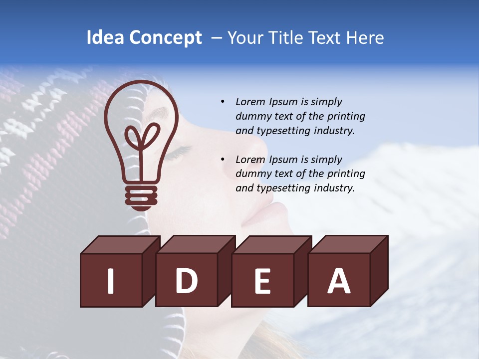 Side View Of Young Woman Enjoying Mountain PowerPoint Template