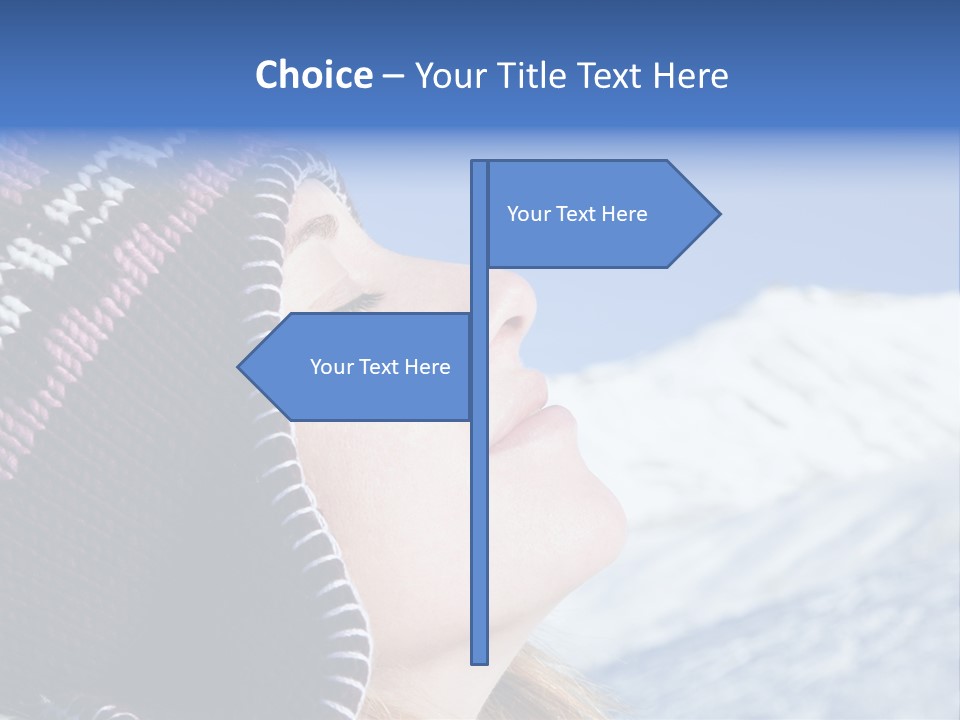 Side View Of Young Woman Enjoying Mountain PowerPoint Template