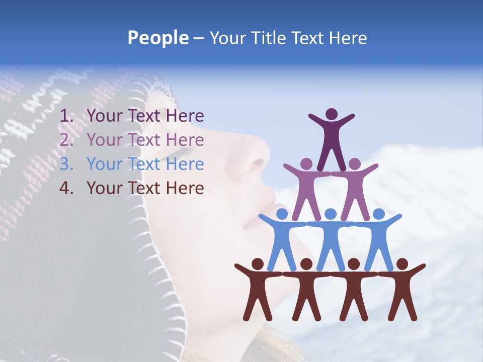 Side View Of Young Woman Enjoying Mountain PowerPoint Template